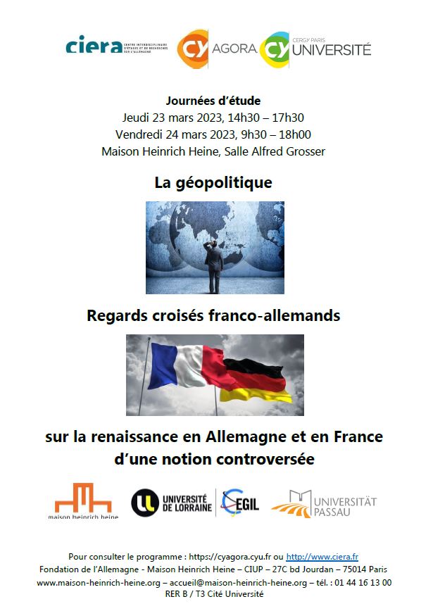 Colloque international La géopolitique regards croisés franco-allemands sur la renaissance en Allemagne et en France d'une notion contreversée