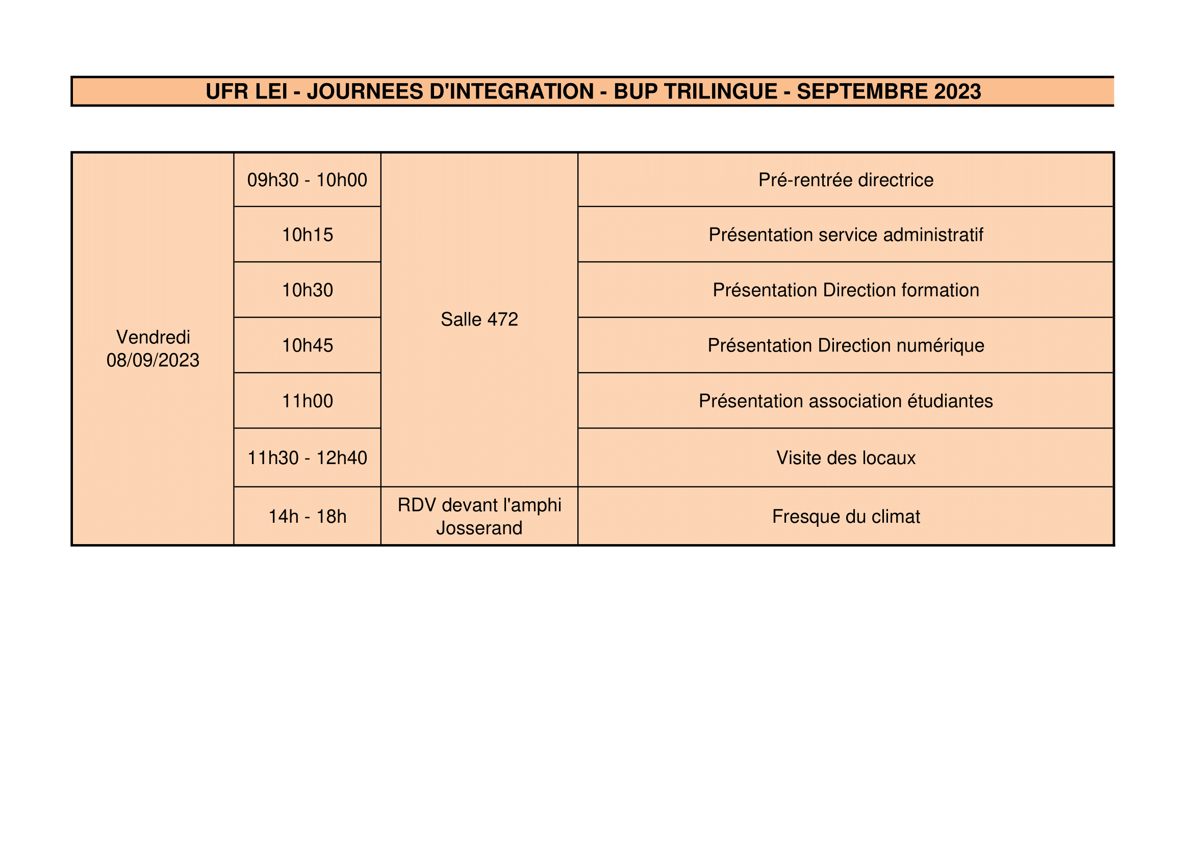 Programme BUP Trilingue - 2023/2024