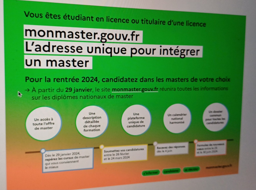 Ateliers MonMaster.gouv.fr, candidater pour une poursuite d’étude