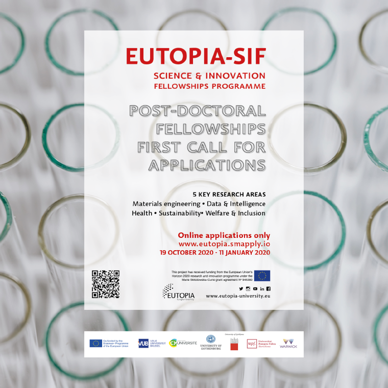 EUTOPIA-Science and Innovation Fellowships programme (EUTOPIA-SIF) : 20 contrats postdoctoraux en 2020/21